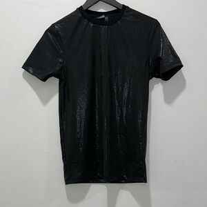 ASOS Black Short Sleeve Tee with Subtle Sheen